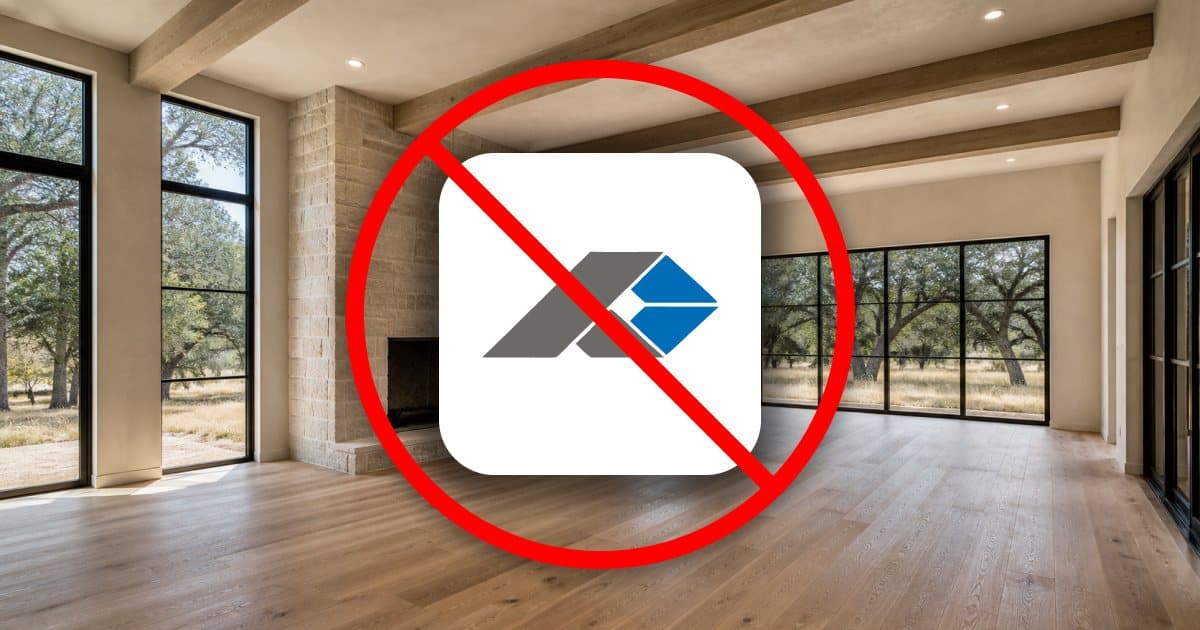 PlanSwift logo crossed out, over an empty living room waiting to be measured
